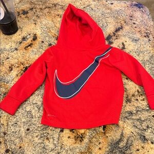 Nike Kids Red and Black Swoosh Hoodie